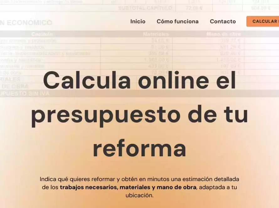 Página principal de la herramienta para el calculo de presupuestos de reformas QuieroPresupuesto.es
